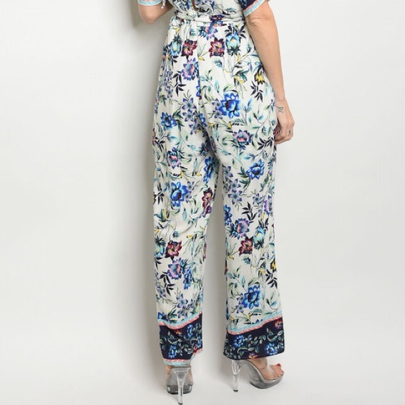Jumpsuit off white floral blue - Picture 4 of 10